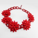 Red Verbena Stone Flower HandPainted Necklace